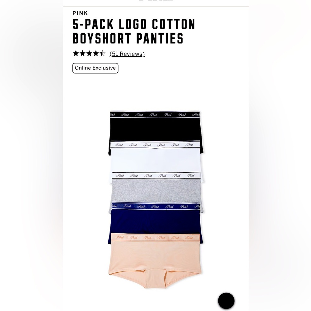 NEW VS PINK BOYSHORTS PANTY BUNDLE OF 5
